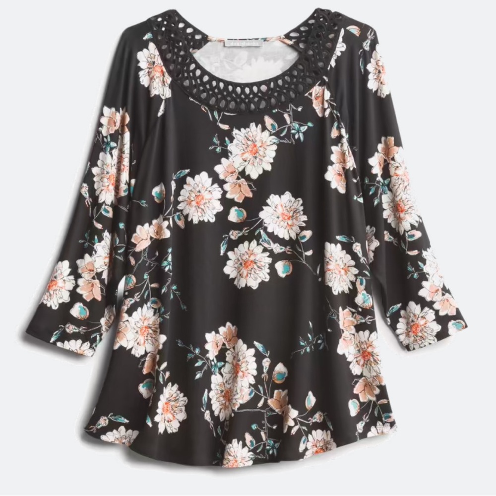 Daniel Rainn Elannie Lattice Trim Knit Top